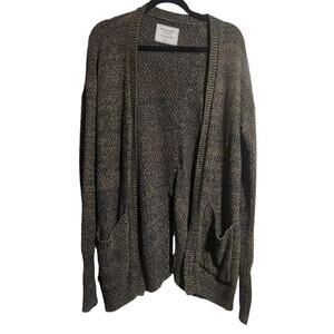 Abercrombie & Fitch Green Asymmetrical Long Knit Open Cardigan Sz Medium Pockets